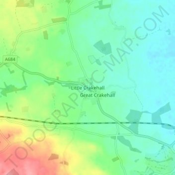 Mappa topografica Little Crakehall, altitudine, rilievo