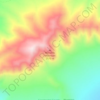 Mappa topografica Richards Mountains, altitudine, rilievo