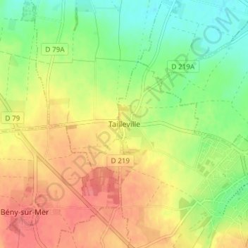 Mappa topografica Tailleville, altitudine, rilievo