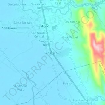Mappa topografica San Jose Sur, altitudine, rilievo