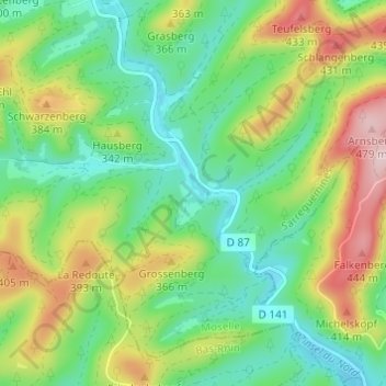 Mappa topografica Untermuehlthal, altitudine, rilievo