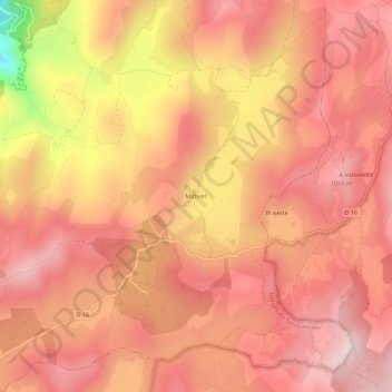 Mappa topografica Mativet, altitudine, rilievo