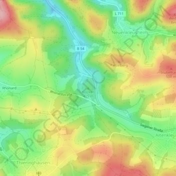 Mappa topografica Nocken, altitudine, rilievo