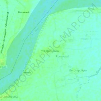 Mappa topografica Melapunavasal, altitudine, rilievo
