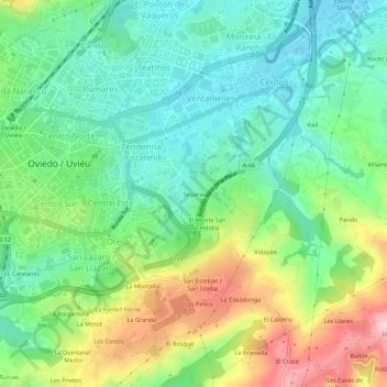 Mappa topografica Segaria, altitudine, rilievo