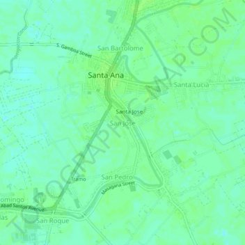 Mappa topografica San Juan, altitudine, rilievo