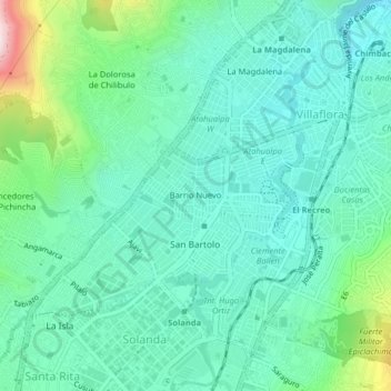 Mappa topografica Barrio Nuevo, altitudine, rilievo