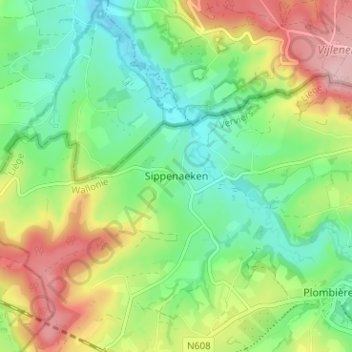 Mappa topografica Sippenaeken, altitudine, rilievo