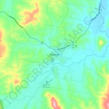 Mappa topografica Boonah, altitudine, rilievo