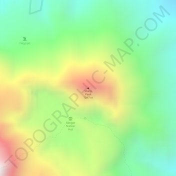 Mappa topografica Sharp Peak, altitudine, rilievo
