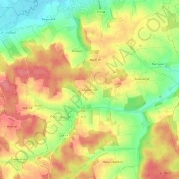 Mappa topografica Altenkirchen, altitudine, rilievo