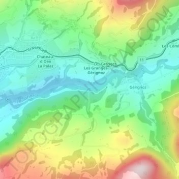 Mappa topografica Cascade du Ramaclé, altitudine, rilievo