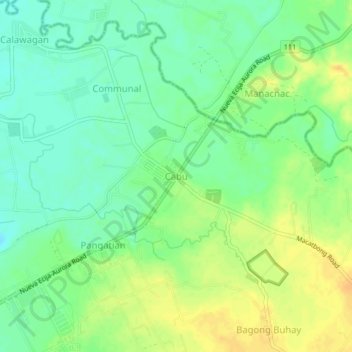 Mappa topografica Cabu, altitudine, rilievo