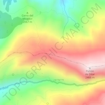 Mappa topografica Loma de Dílar, altitudine, rilievo