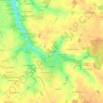 Mappa topografica L'Angibaudière, altitudine, rilievo