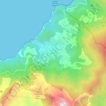 Mappa topografica Estellencs, altitudine, rilievo