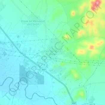 Mappa topografica Caid Jilali, altitudine, rilievo