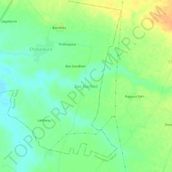 Mappa topografica Bas Narbad, altitudine, rilievo