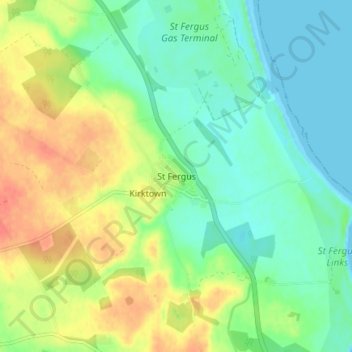 Mappa topografica St Fergus, altitudine, rilievo