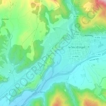 Mappa topografica Castellciutat, altitudine, rilievo