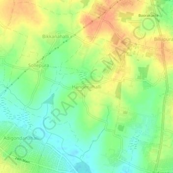 Mappa topografica Handenahalli, altitudine, rilievo