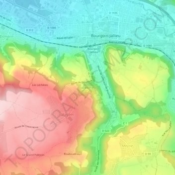 Mappa topografica Le Meynier, altitudine, rilievo