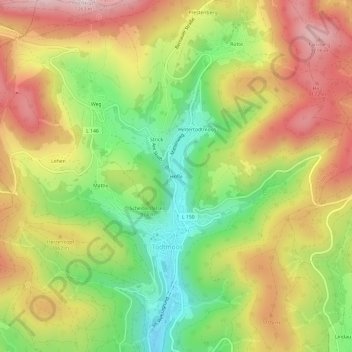 Mappa topografica Höfle, altitudine, rilievo