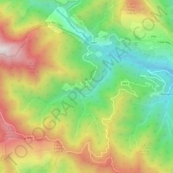 Mappa topografica Cetta, altitudine, rilievo