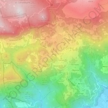 Mappa topografica Cocca, altitudine, rilievo