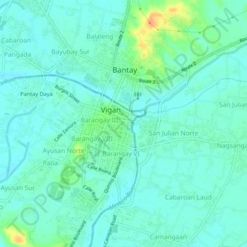 Mappa topografica Barangay II, altitudine, rilievo