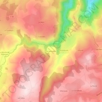 Mappa topografica Le Luchadou, altitudine, rilievo