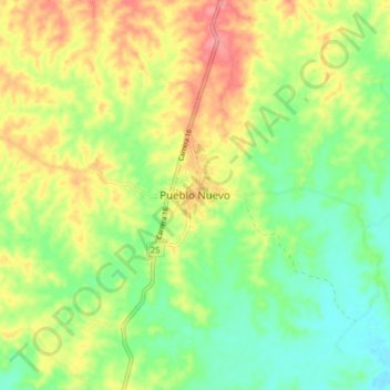 Mappa topografica Pueblo Nuevo, altitudine, rilievo