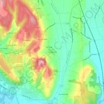 Mappa topografica Les Seyvons, altitudine, rilievo