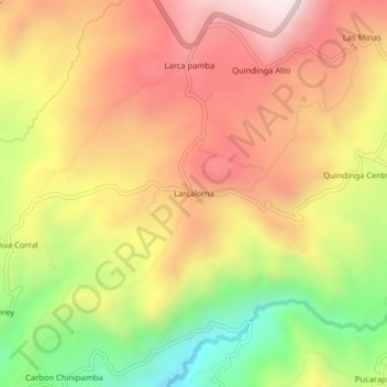 Mappa topografica Larcaloma, altitudine, rilievo
