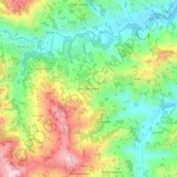 Mappa topografica Bivio San Nicola, altitudine, rilievo