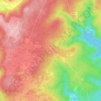 Mappa topografica Peruški, altitudine, rilievo