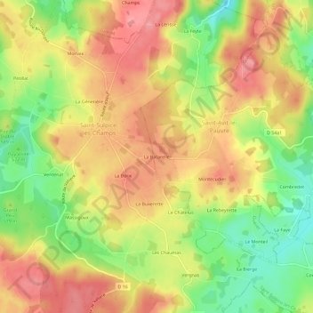 Mappa topografica La Batarelle, altitudine, rilievo