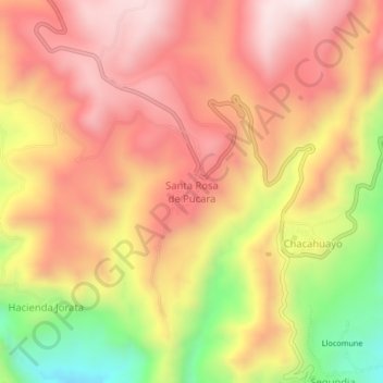 Mappa topografica Santa Rosa de Pucara, altitudine, rilievo