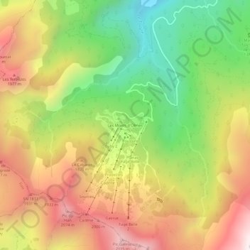 Mappa topografica Les Monts d'Olmes, altitudine, rilievo