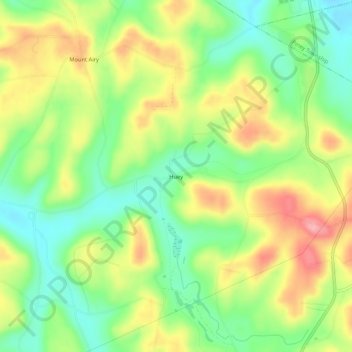 Mappa topografica Huey, altitudine, rilievo