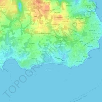 Mappa topografica Kerguelen, altitudine, rilievo