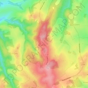 Mappa topografica Le Fétrez, altitudine, rilievo
