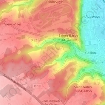 Mappa topografica Mesnil Gosse, altitudine, rilievo