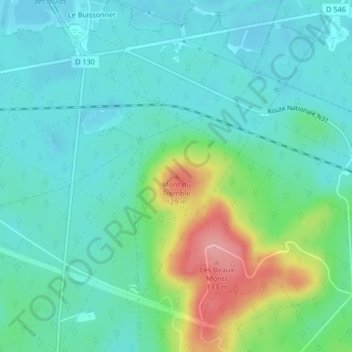 Mappa topografica Mont du Tremble, altitudine, rilievo