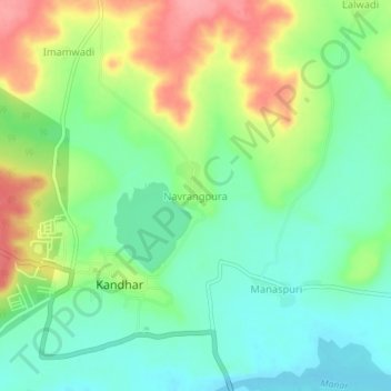 Mappa topografica Navrangpura, altitudine, rilievo