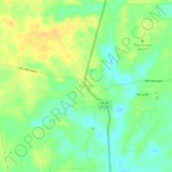 Mappa topografica Warren, altitudine, rilievo