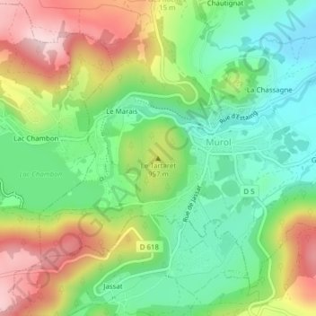 Mappa topografica Le Tartaret, altitudine, rilievo