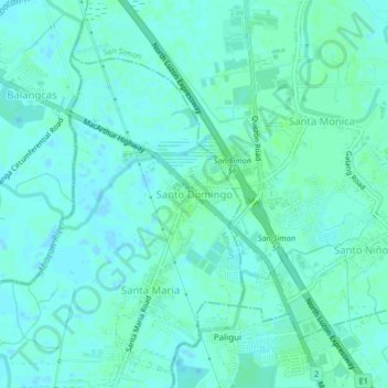 Mappa topografica Santo Domingo, altitudine, rilievo