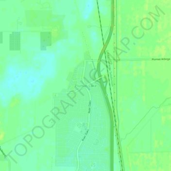 Mappa topografica Plumas Lake, altitudine, rilievo