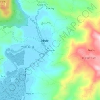 Mappa topografica Camisan, altitudine, rilievo